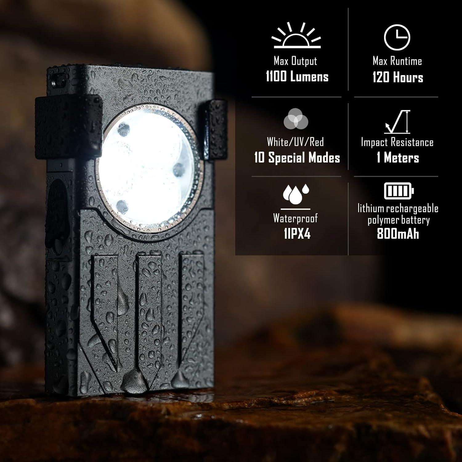 Linterna EDC Sayram 1100 Lúmenes Recargable Gris