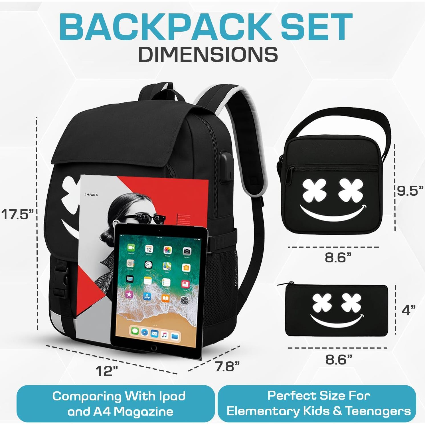 Mochila Escolar 3 en 1 Glowindark Impermeable con USB 35L