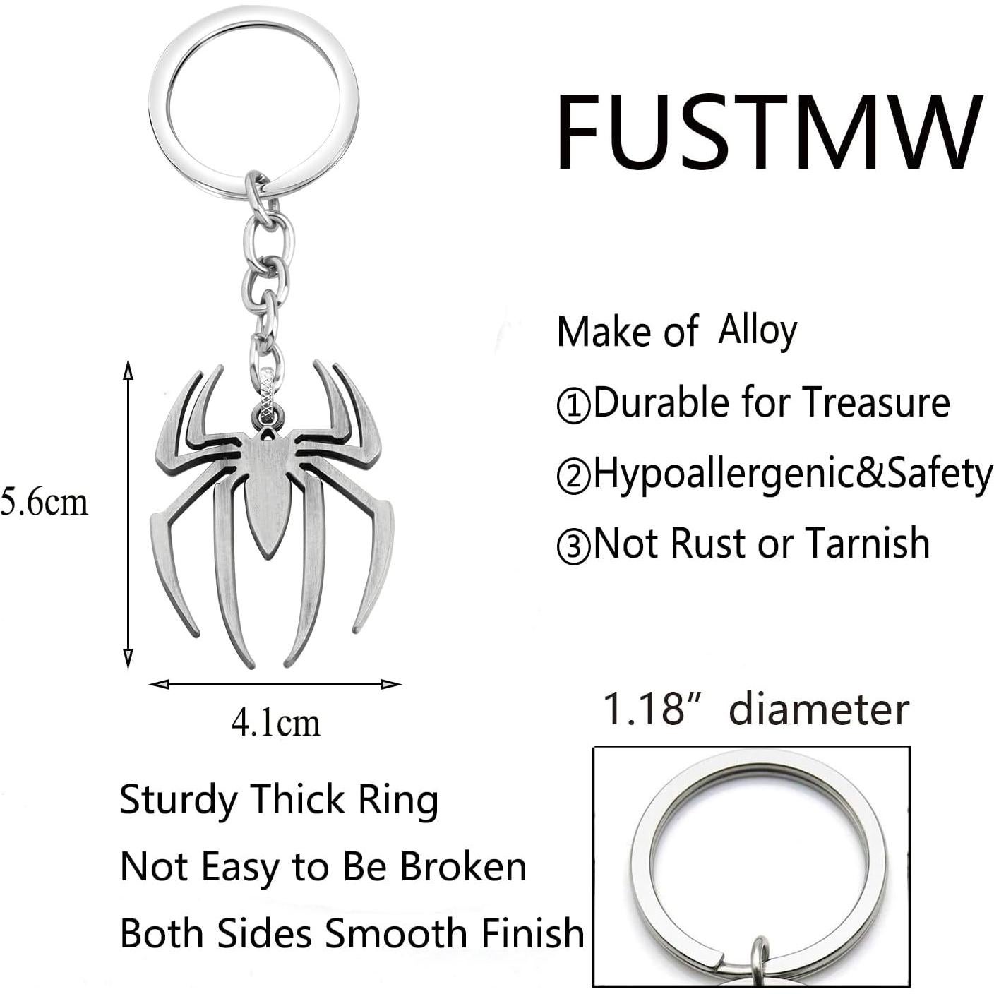 Llavero Araña FUSTMW Joyería de Acero Inoxidable Plata 3 cm