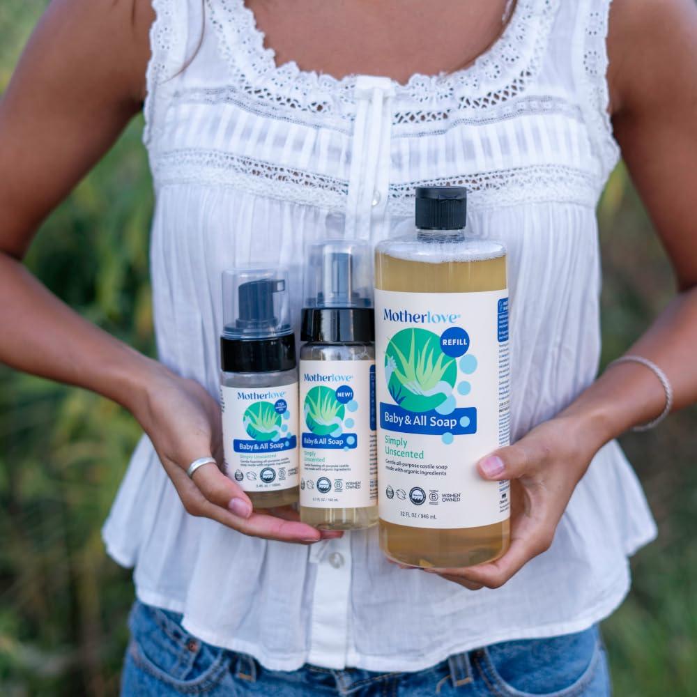 Jabón de Castilla Espumoso Motherlove 32 oz Orgánico Sin Fragancia