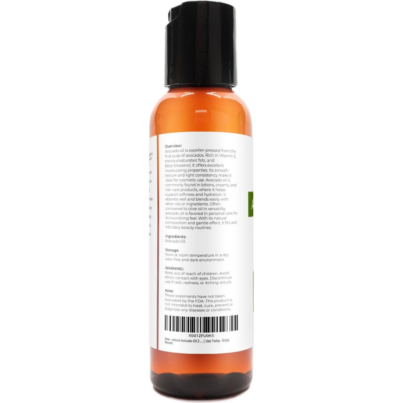 Aceite de Aguacate Velona 60 ml 100% Puro Prensado en Frío