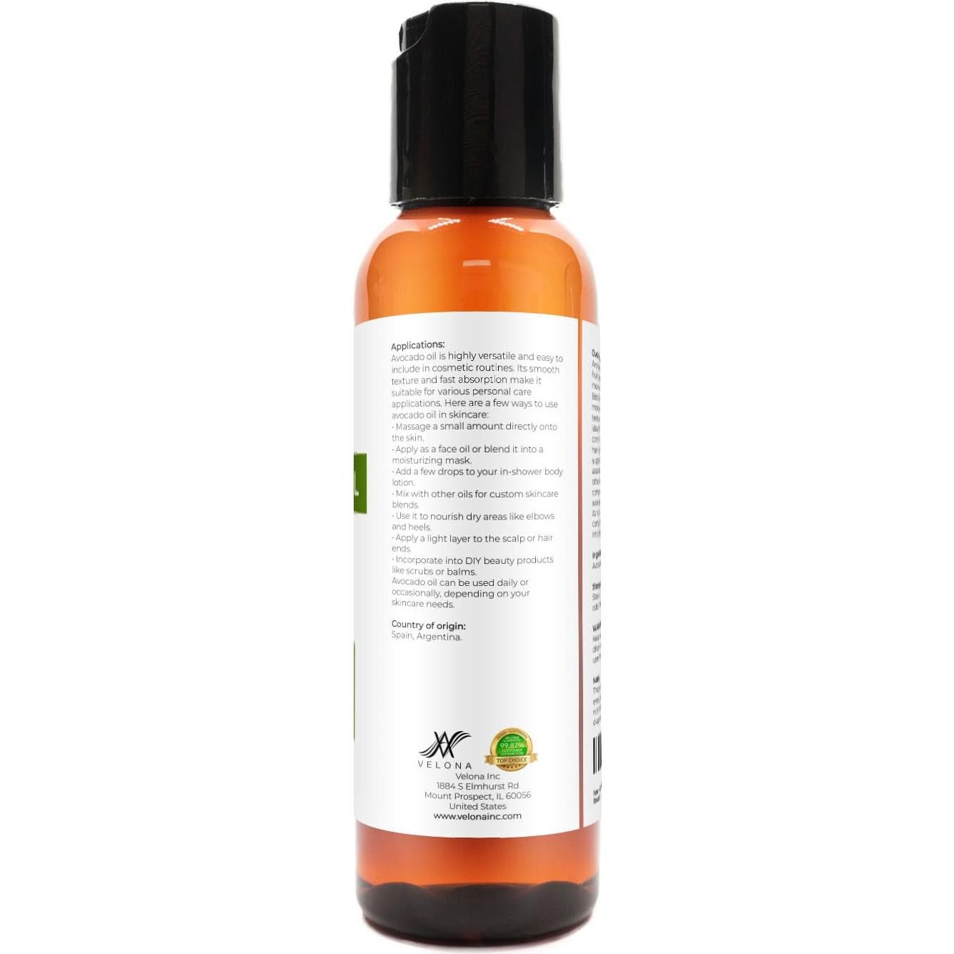 Aceite de Aguacate Velona 60 ml 100% Puro Prensado en Frío