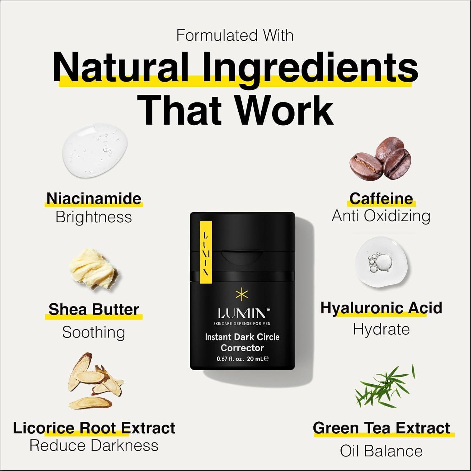 Corrector de Ojeras para Hombres Lumin 20mL - Fórmula Natural