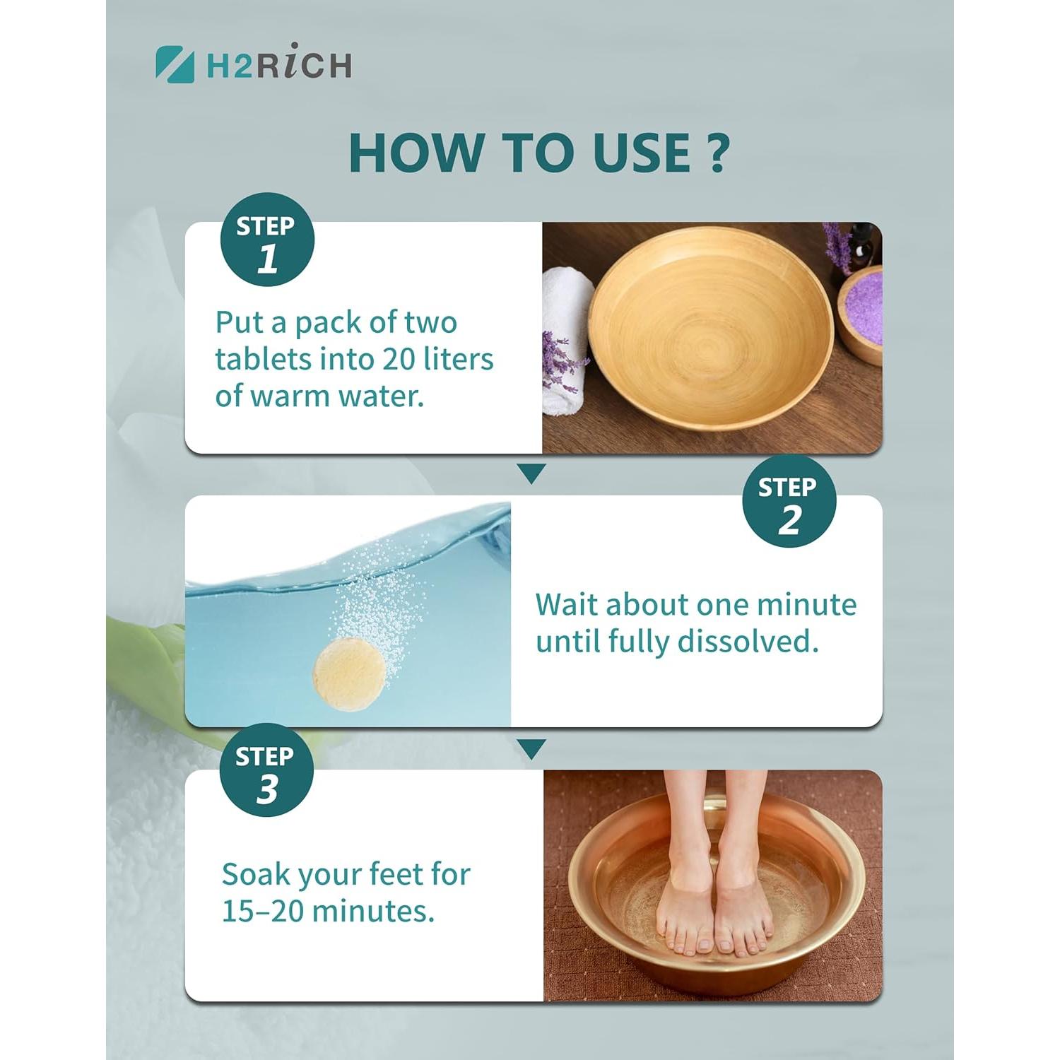 Tabletas Efervescentes para Remojo de Pies H2RICH 2 Pzas