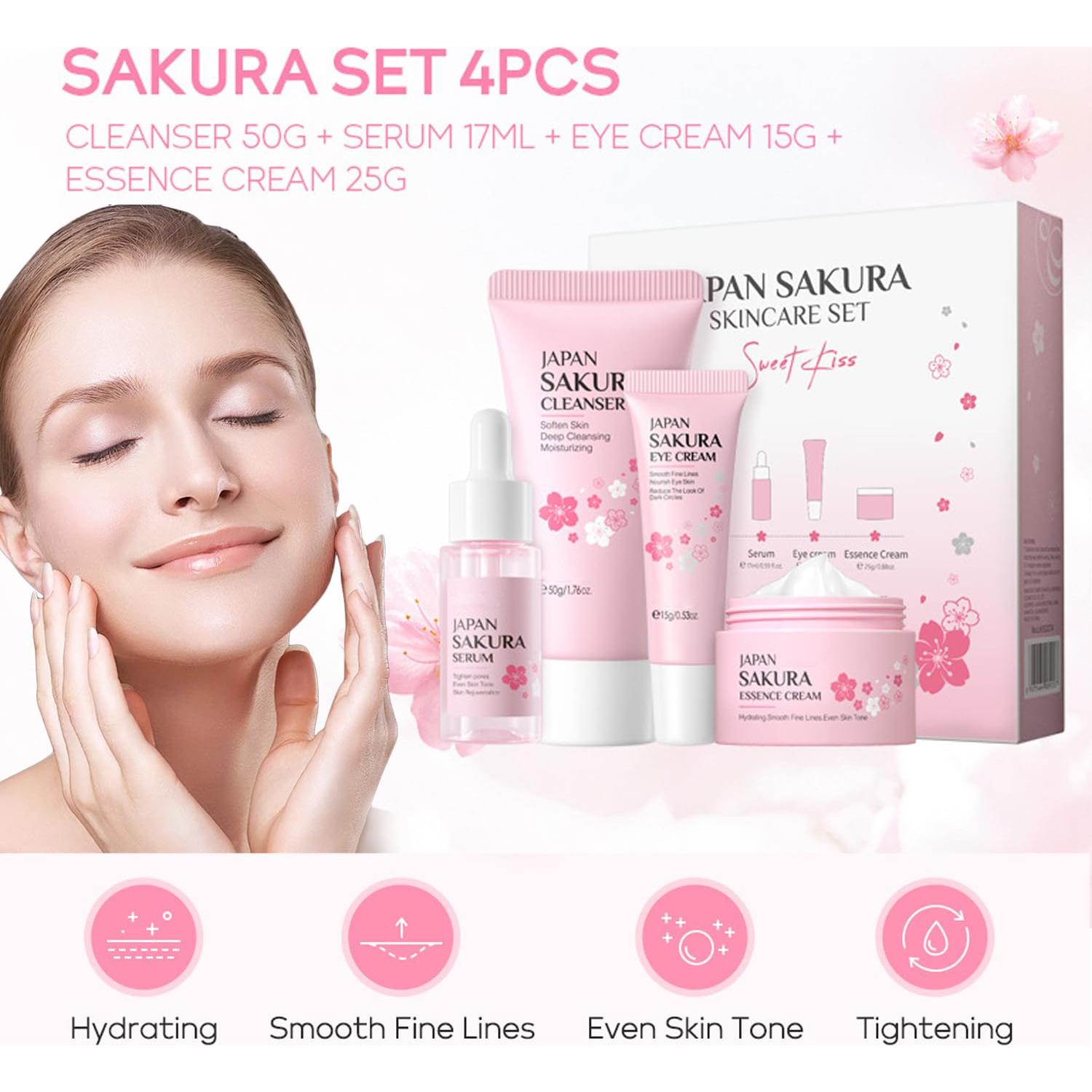 Kit de Cuidado de la Piel JAPAN SAKURA 4 Piezas Hidratante