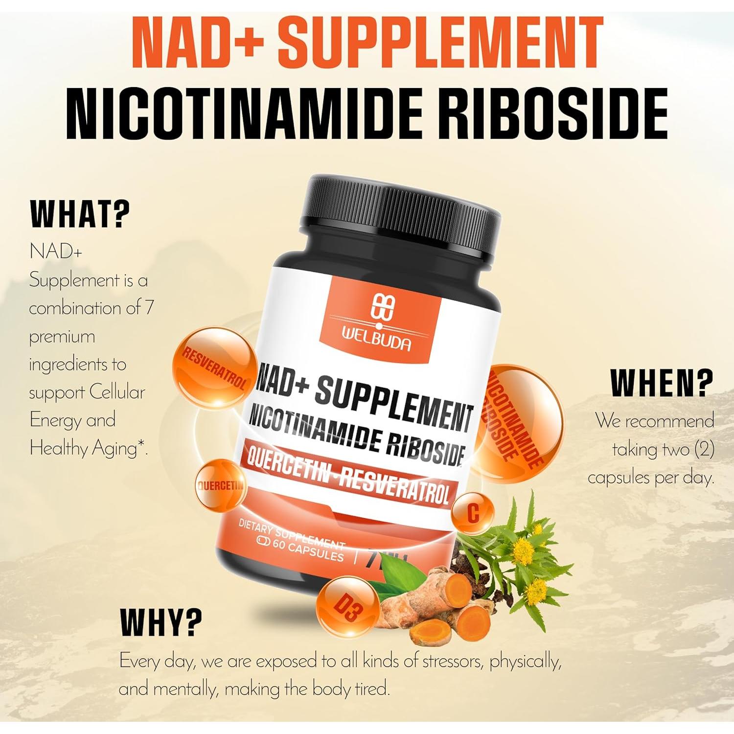 Suplemento de NAD+ WELBUDA con Ribósido y Antioxidantes - 60 Cápsulas