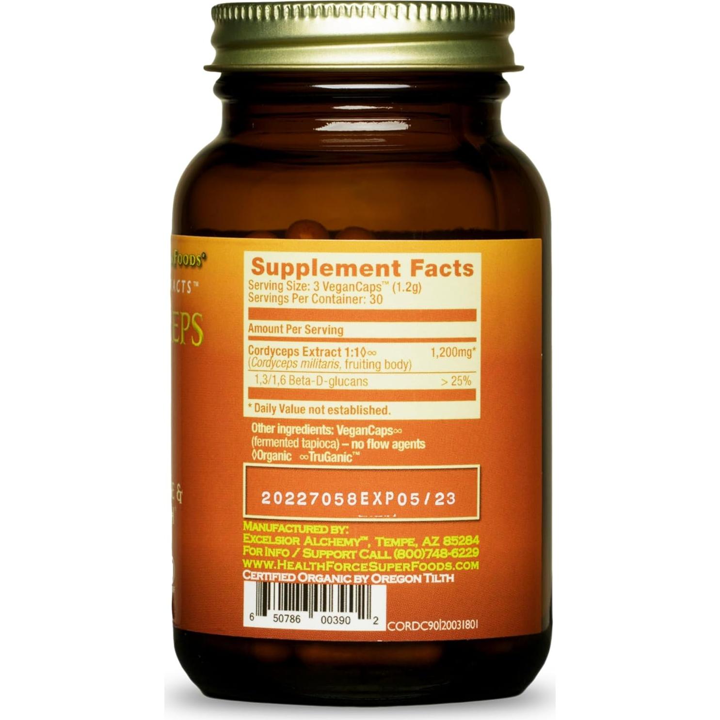 Cápsulas de Cordyceps HealthForce SuperFoods - 90 Veganas