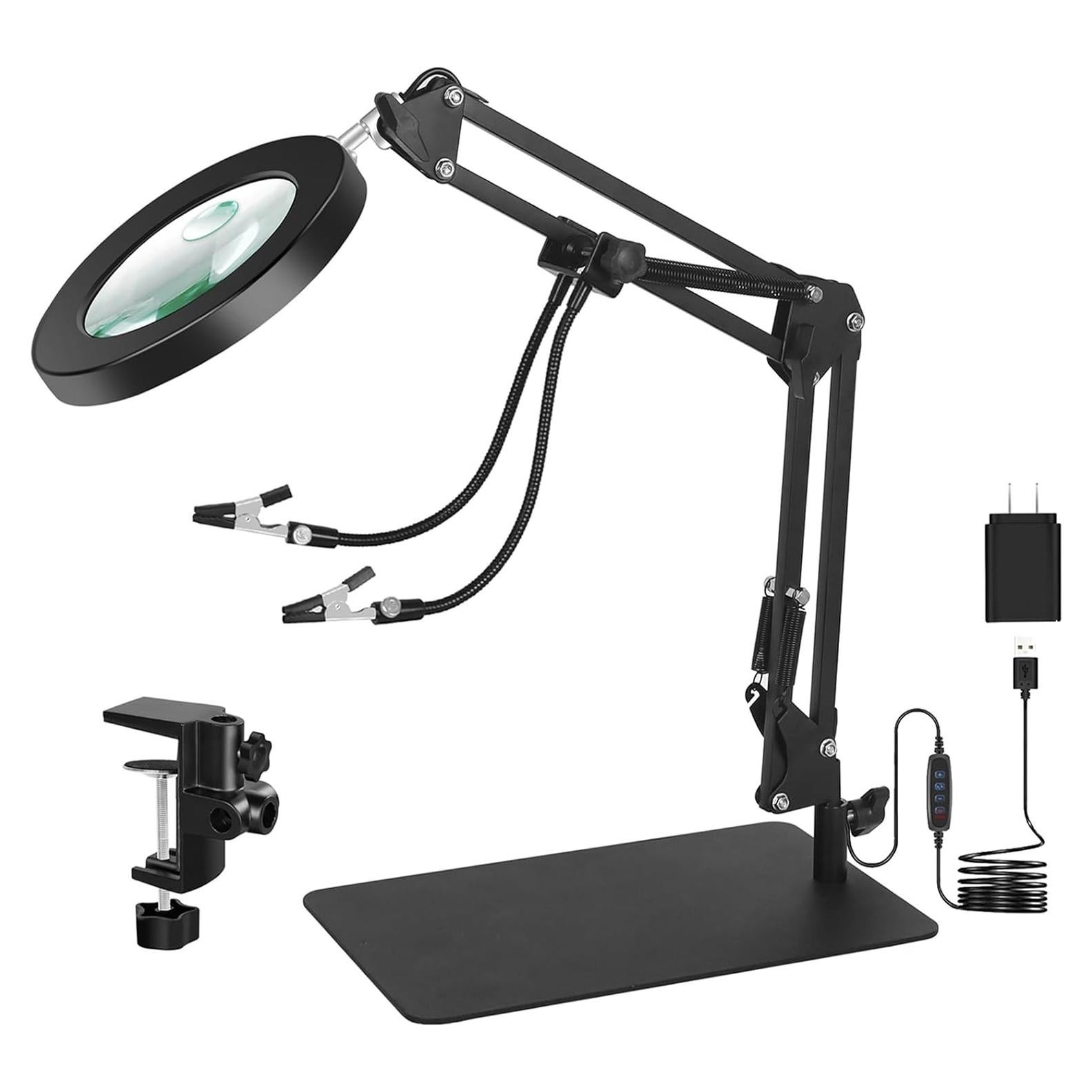 Lámpara de Aumento Toolour 5X 10X con Luz y Soporte