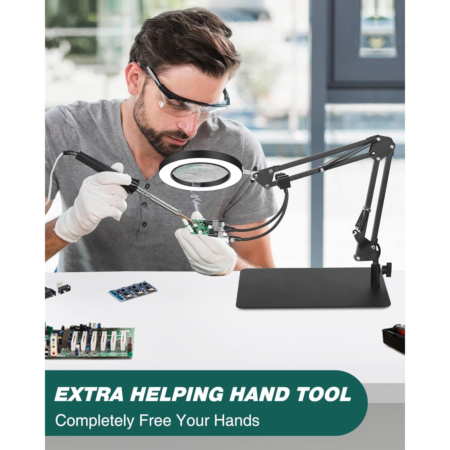 Lámpara de Aumento Toolour 5X 10X con Luz y Soporte