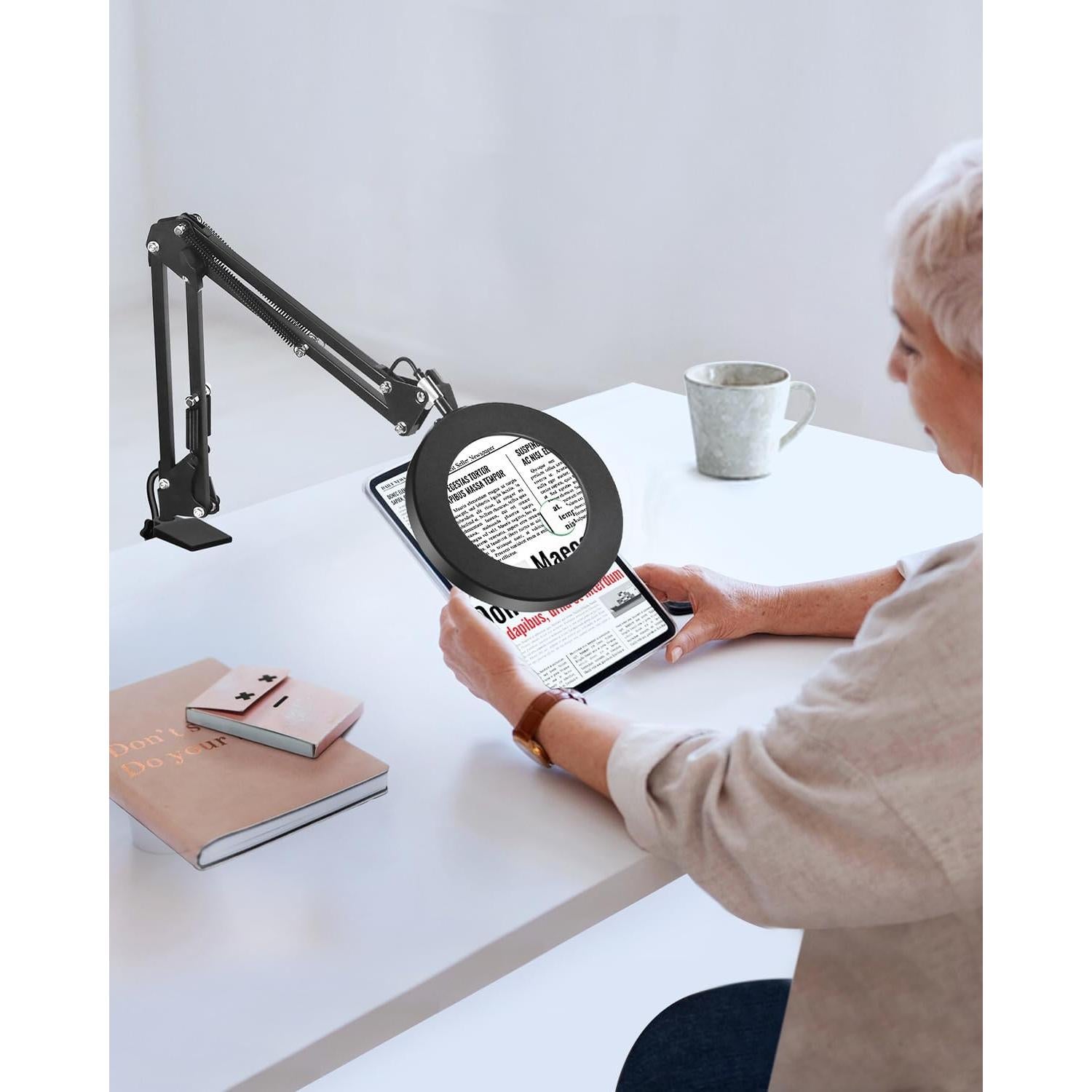 Lámpara de Aumento Toolour 5X 10X con Luz y Soporte