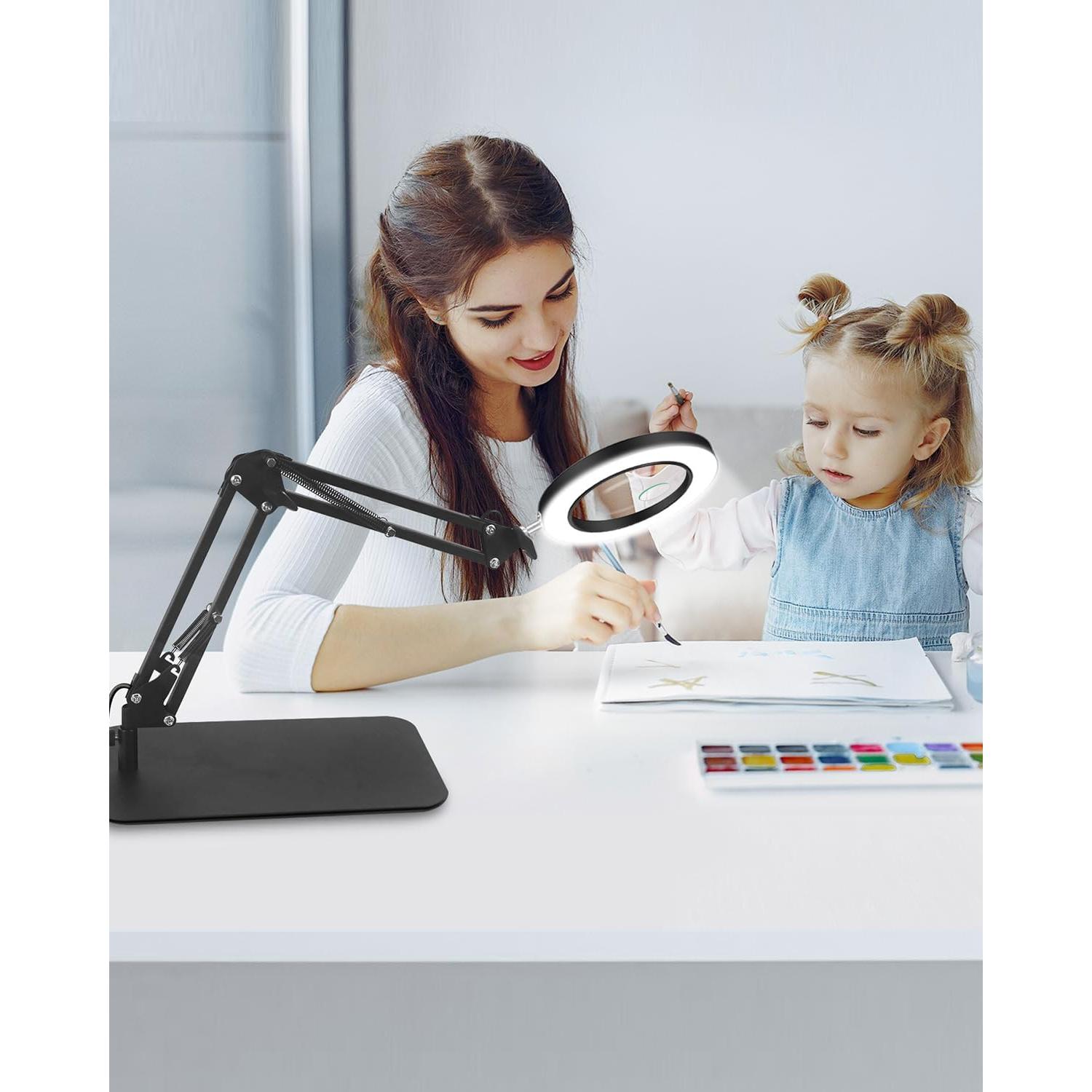 Lámpara de Aumento Toolour 5X 10X con Luz y Soporte