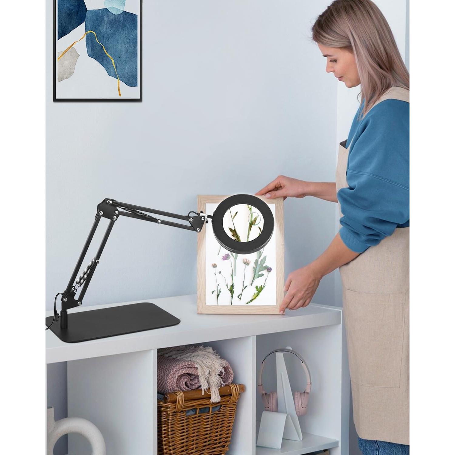 Lámpara de Aumento Toolour 5X 10X con Luz y Soporte