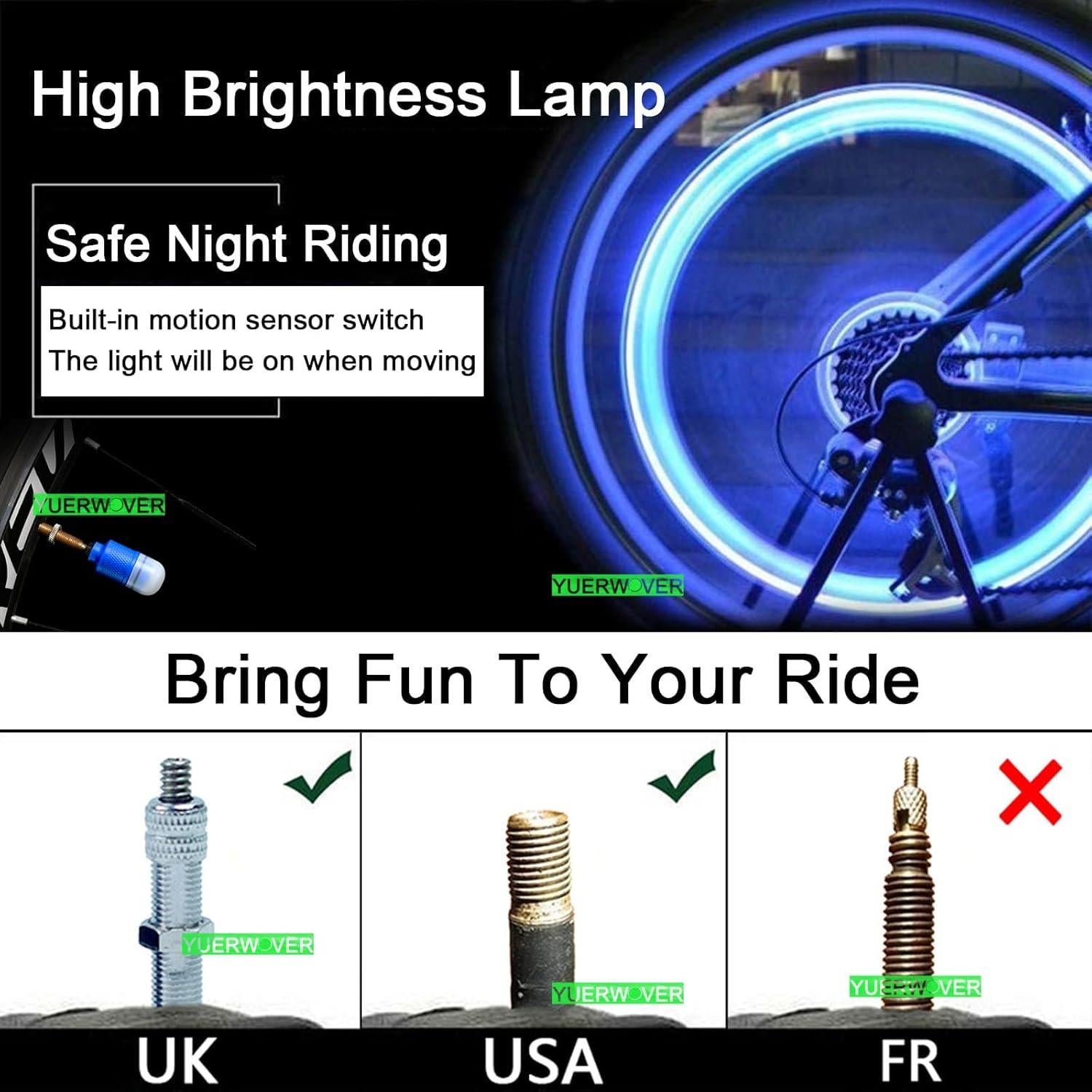 Paquete de 4 Luces LED para Ruedas YUERWOVER E-NBL-4