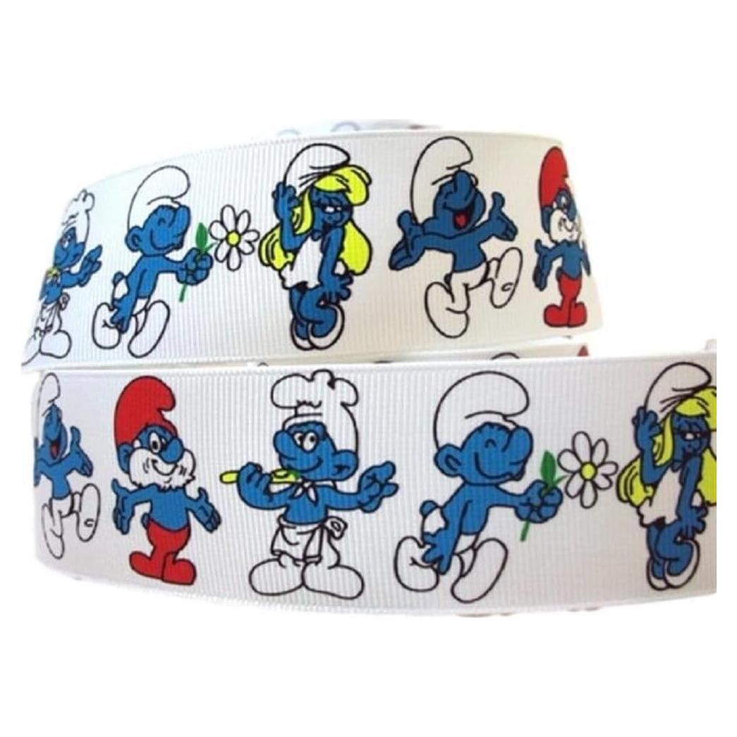 Classic Movie Smurf Characters 1.5 Inches Wide Repeat Ribbon Sold in Yards (1 Yard)