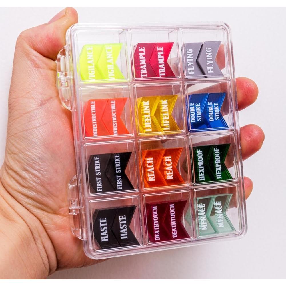 72 Contadores de Palabras Clave MTG PUGED con Caja Transparente