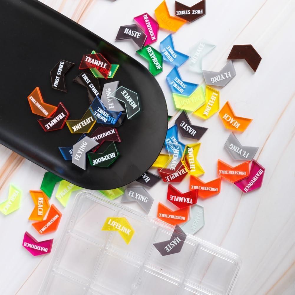 72 Contadores de Palabras Clave MTG PUGED con Caja Transparente