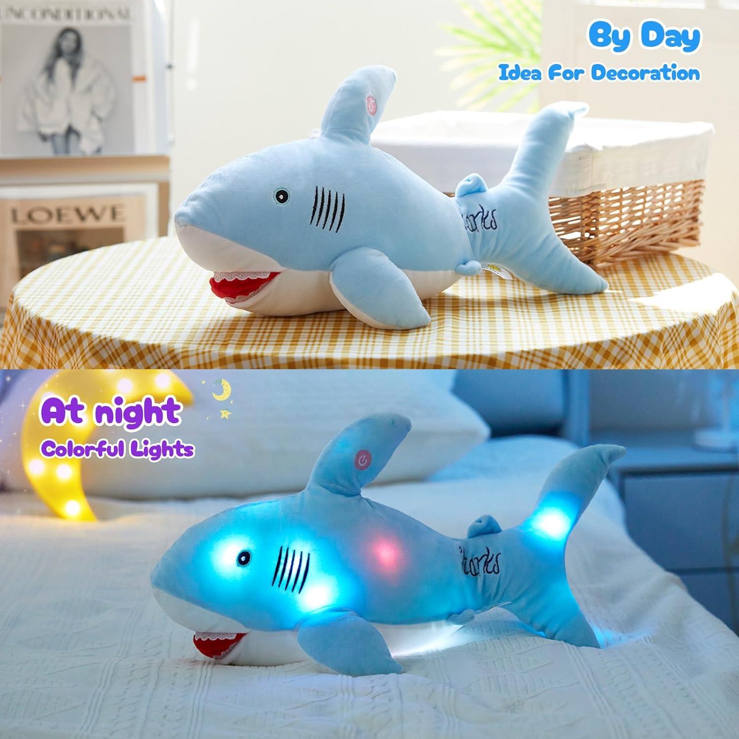 Tiburón de Peluche LED BSTAOFY 50.8 cm Azul Suave