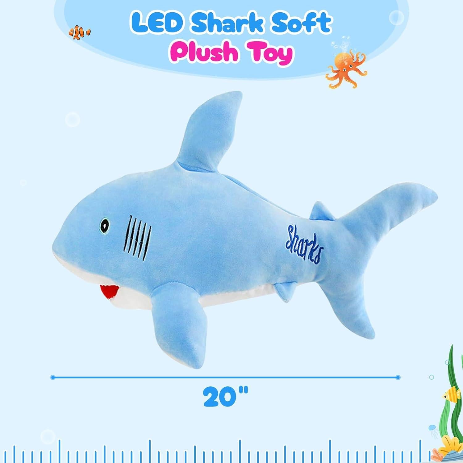 Tiburón de Peluche LED BSTAOFY 50.8 cm Azul Suave