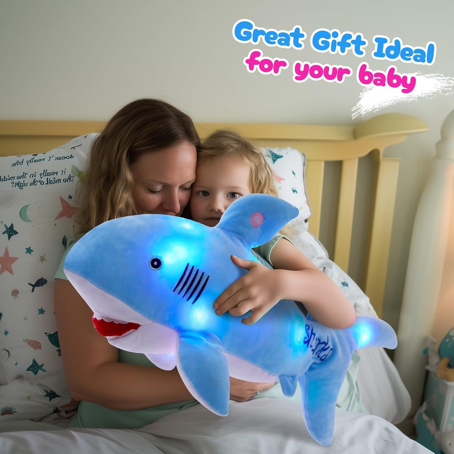 Tiburón de Peluche LED BSTAOFY 50.8 cm Azul Suave