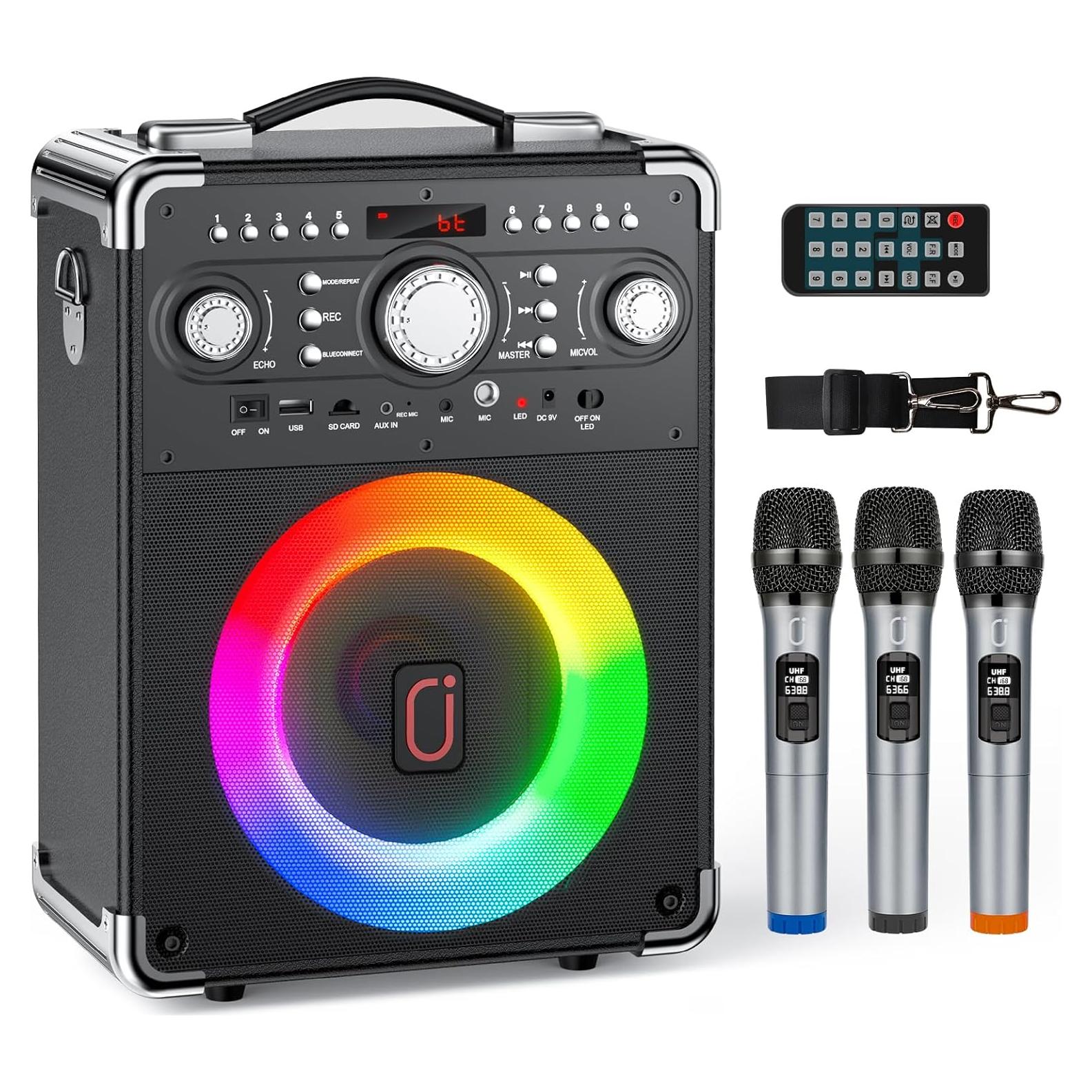 Karaoke Bluetooth JAUYXIAN S8-T con 3 Micrófonos Inalámbricos