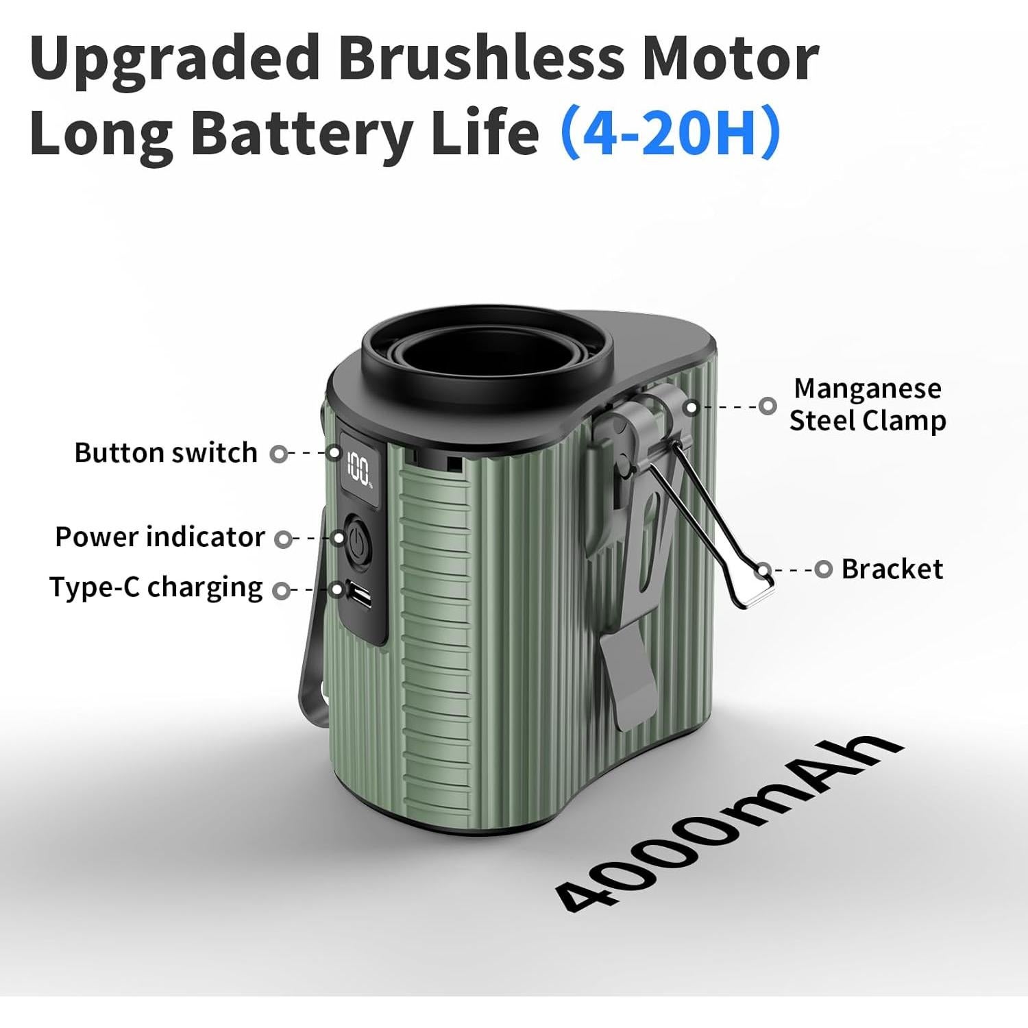 Ventilador Portátil Socool K20 4000mAh 5 Velocidades Naranja