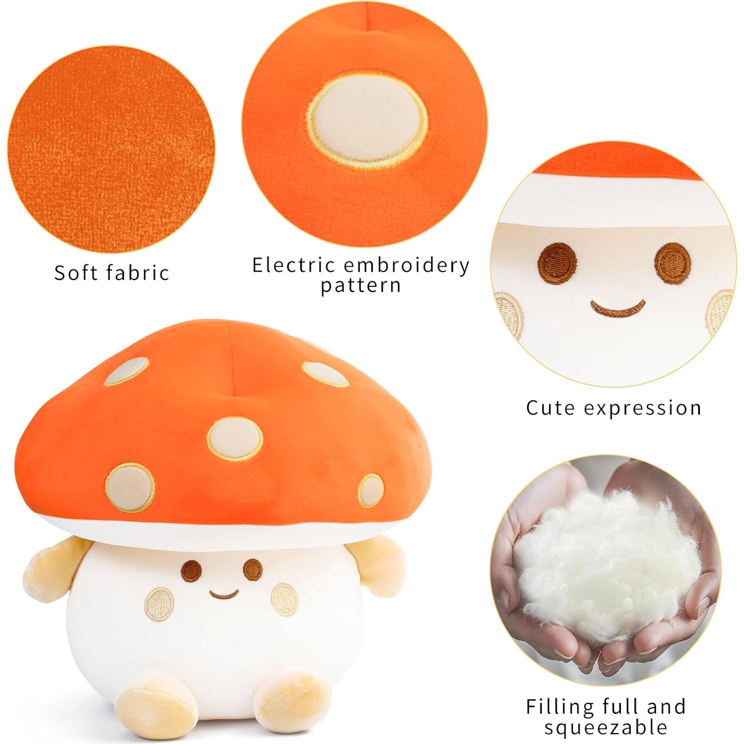 Almohada de Peluche Champiñón Nuokin 30 cm Naranja