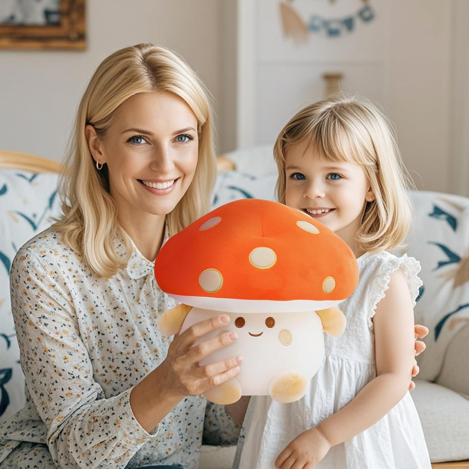 Almohada de Peluche Champiñón Nuokin 30 cm Naranja