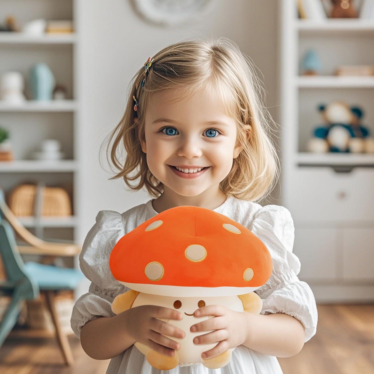 Almohada de Peluche Champiñón Nuokin 30 cm Naranja