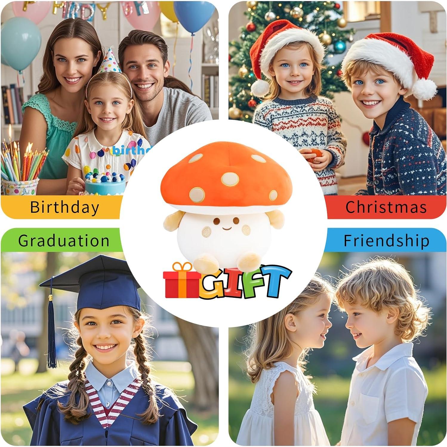 Almohada de Peluche Champiñón Nuokin 30 cm Naranja