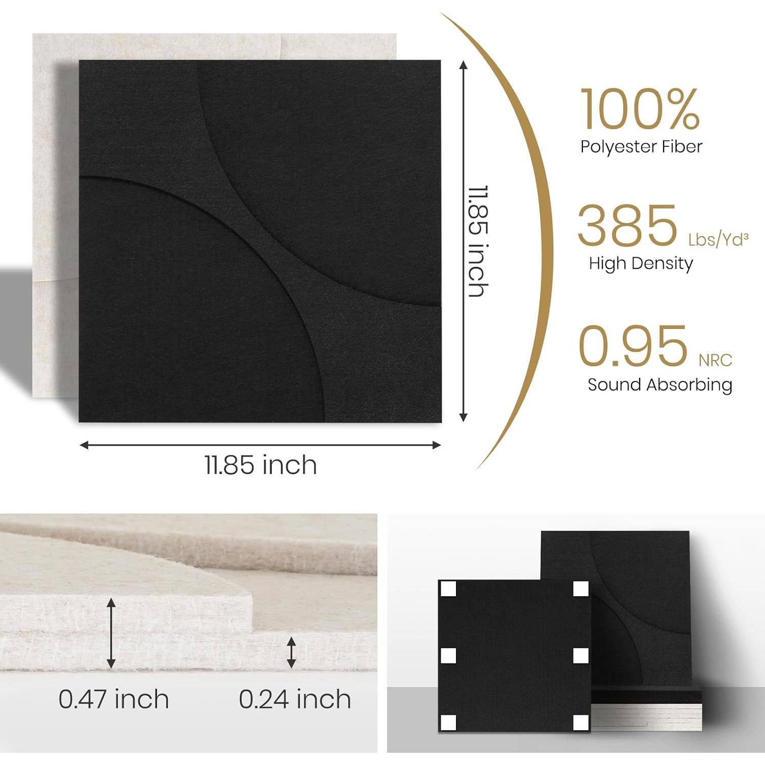 Paquete de 8 Paneles Acústicos QUEENLINK 30.48x30.48 cm