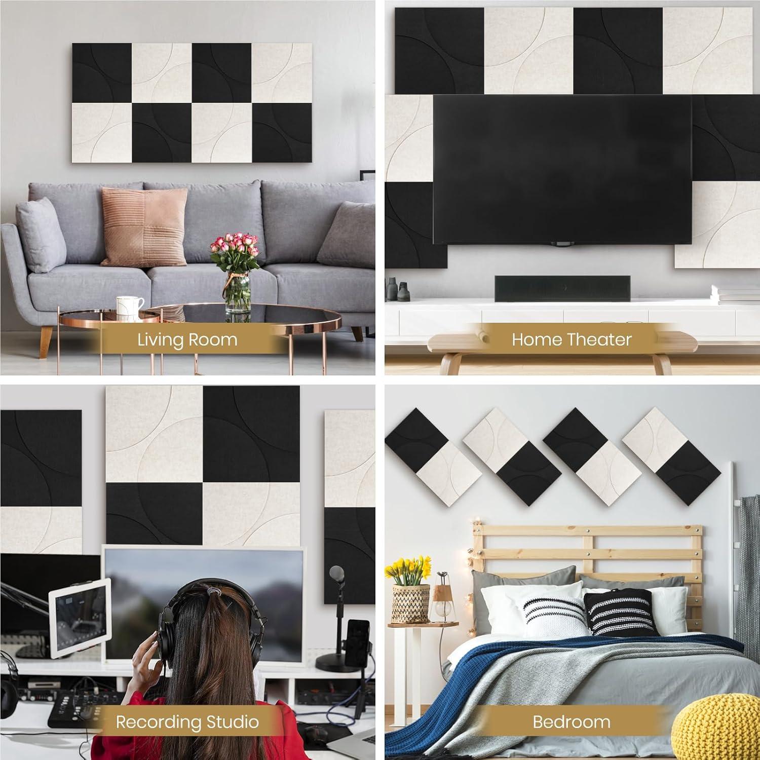 Paquete de 8 Paneles Acústicos QUEENLINK 30.48x30.48 cm