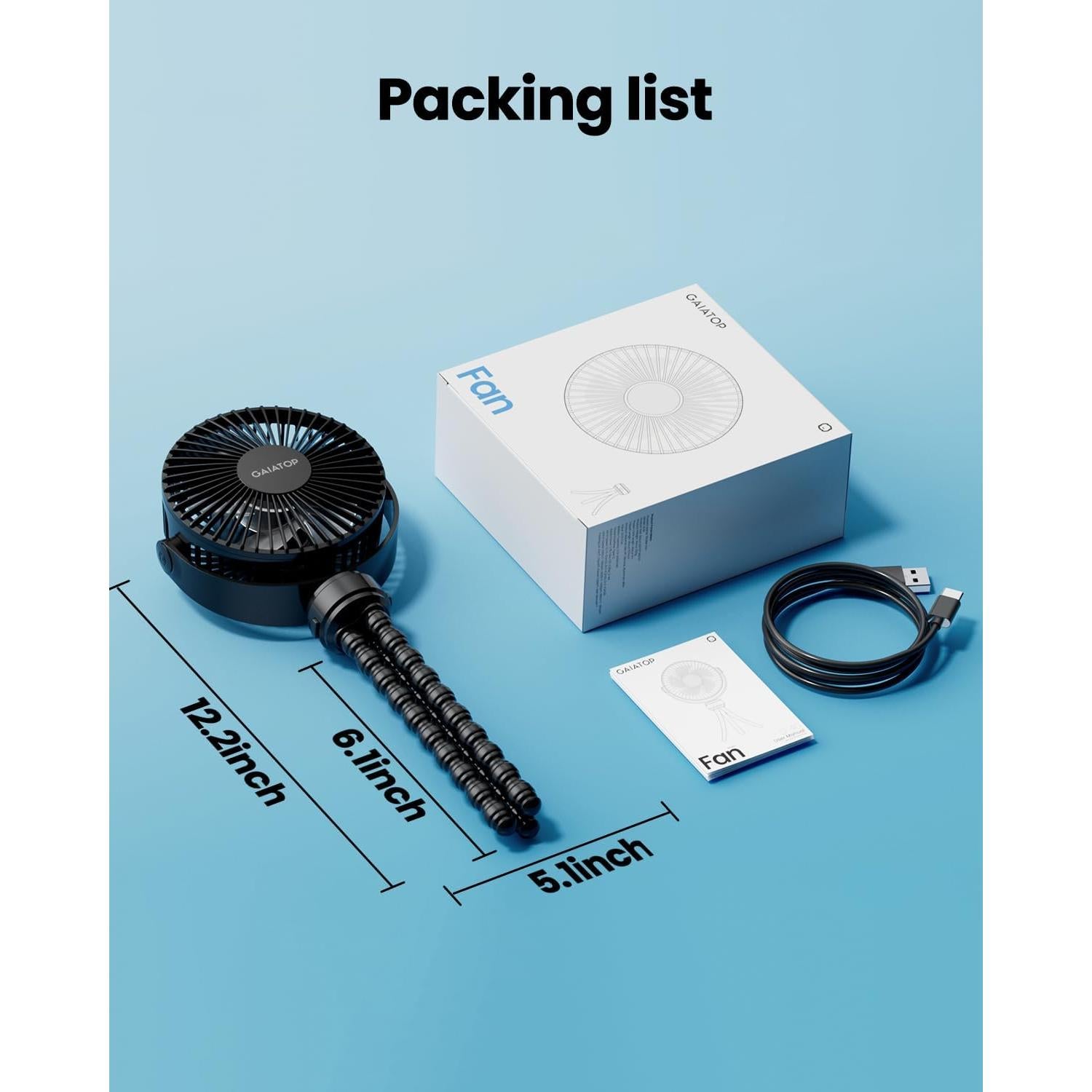 Ventilador Portátil Gaiatop SF40 Recargable 3 Velocidades