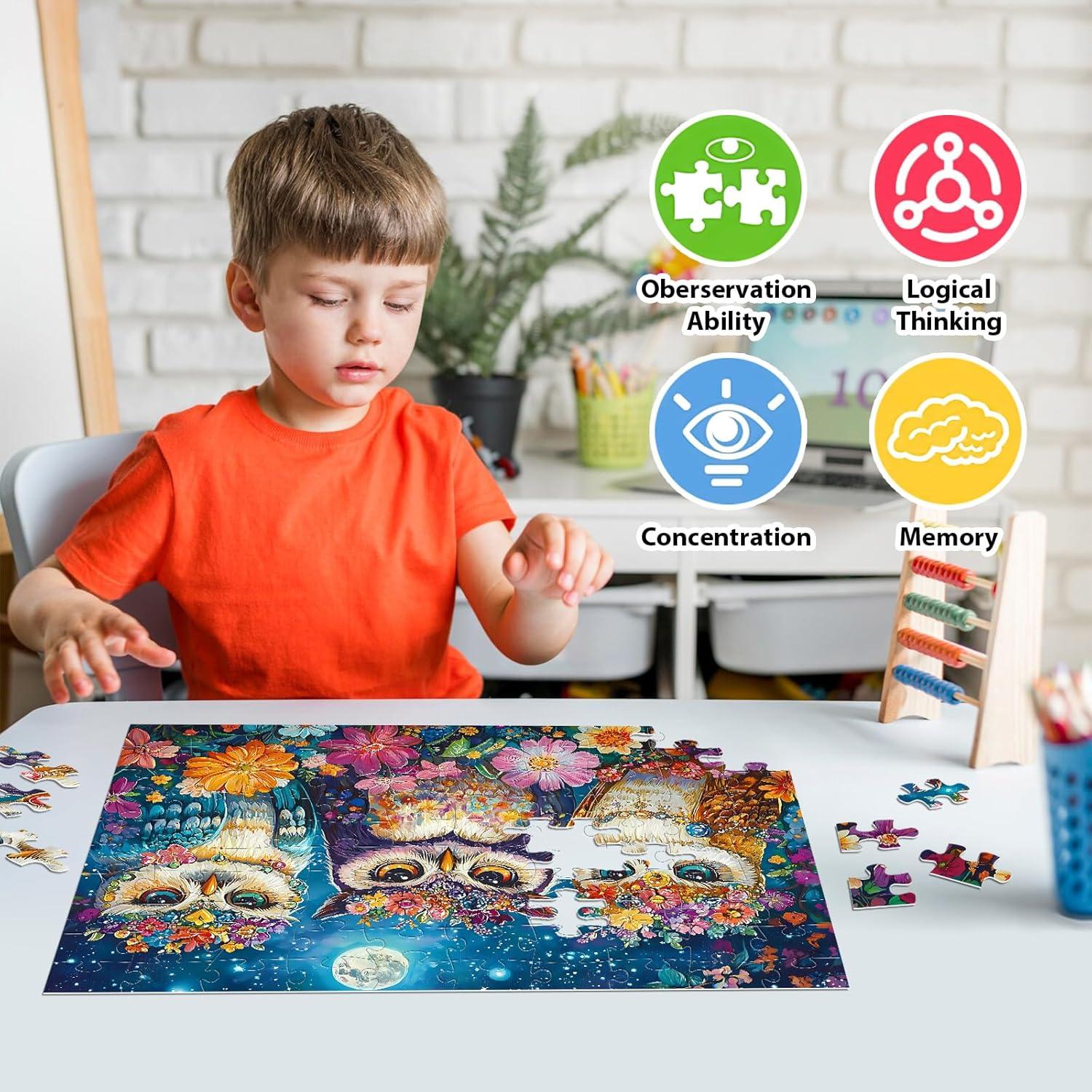 Paquete de 4 Rompecabezas Jeacirio 100 Piezas Niños 3-10 Años