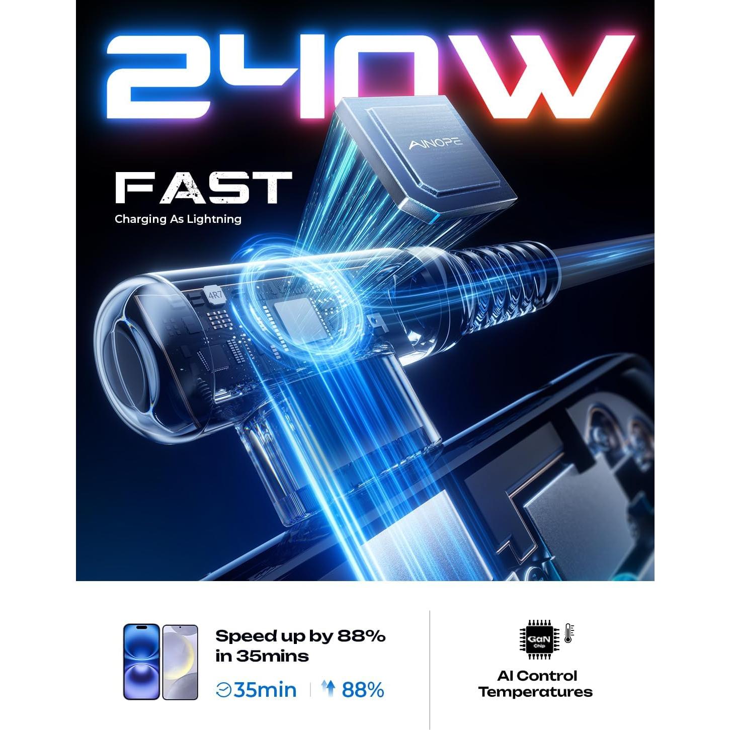 Cable USB C AINOPE 240W 3m Carga Rápida Tipo C iPhone 16