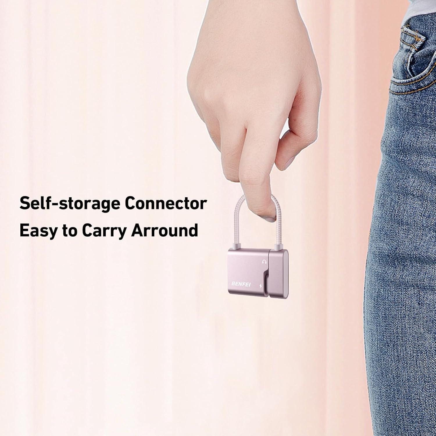 Adaptador USB C a Jack 3.5mm BENFEI Rosa con Carga 60W