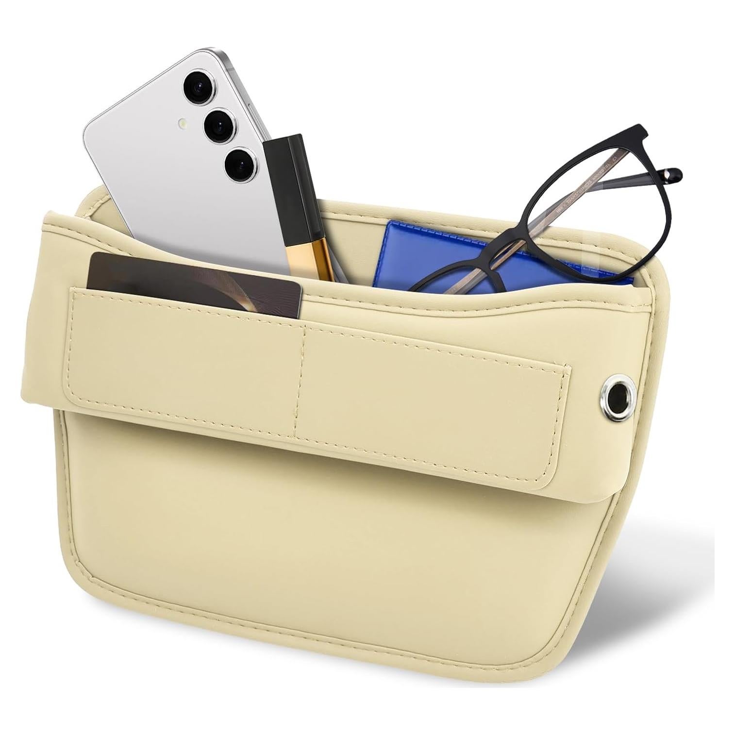 Organizador de Espacio para Asiento de Auto PACLVIO Beige Cuero