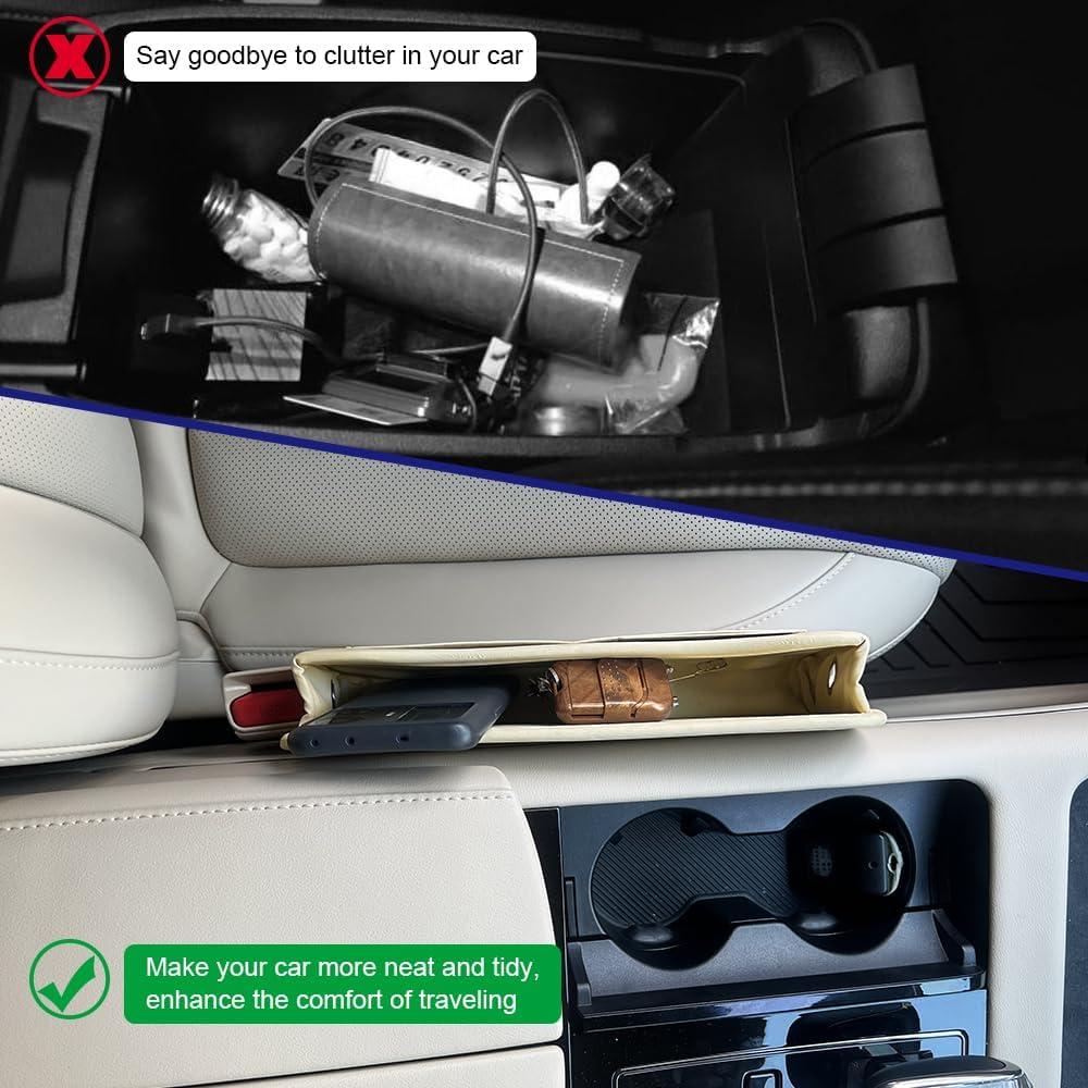 Organizador de Espacio para Asiento de Auto PACLVIO Beige Cuero