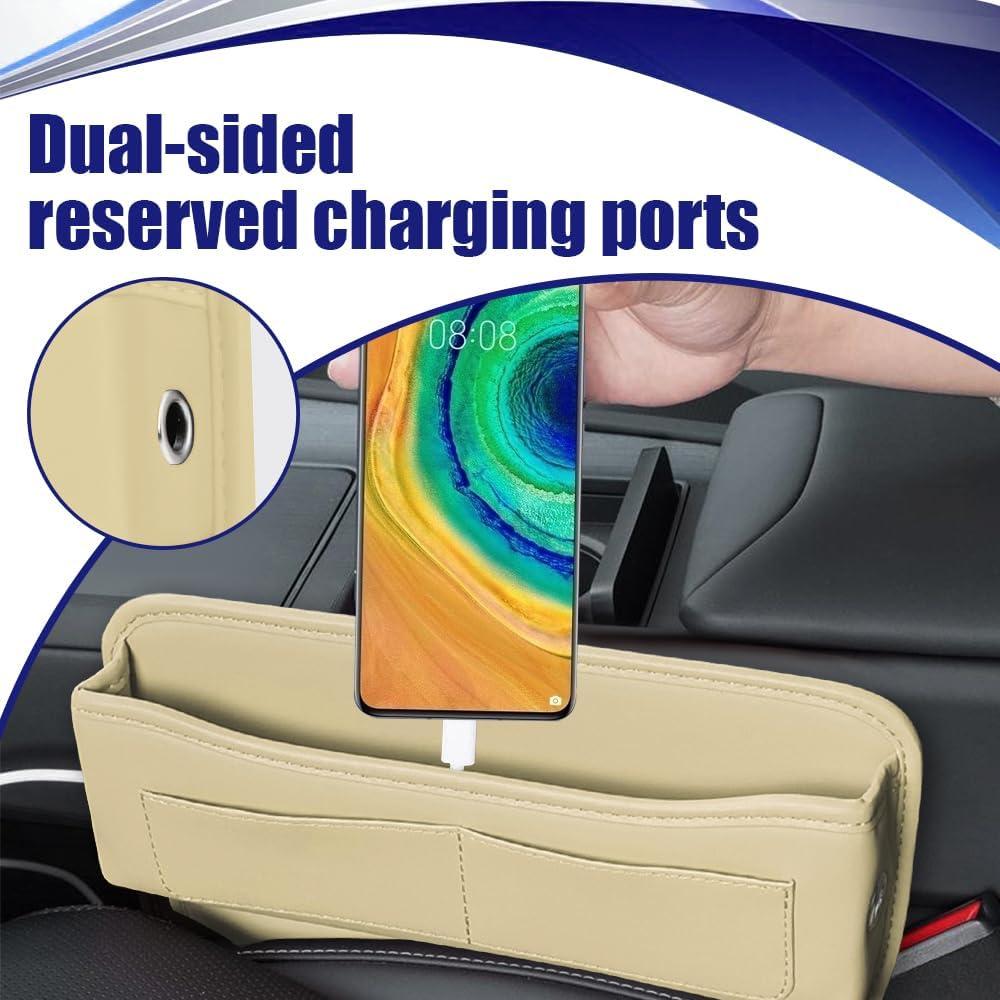 Organizador de Espacio para Asiento de Auto PACLVIO Beige Cuero