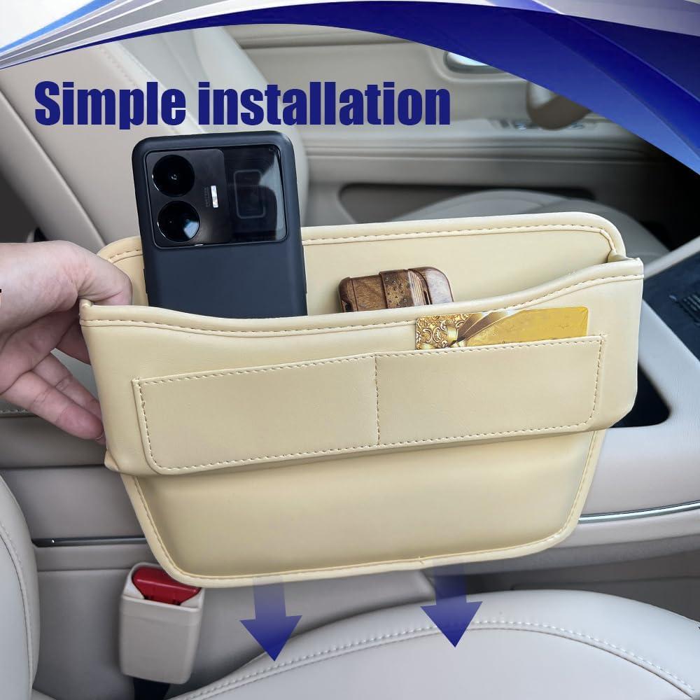 Organizador de Espacio para Asiento de Auto PACLVIO Beige Cuero