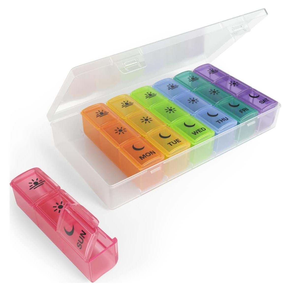 Planificador de Pastillas Ezy Dose Semanal 3x al Día Arcoíris