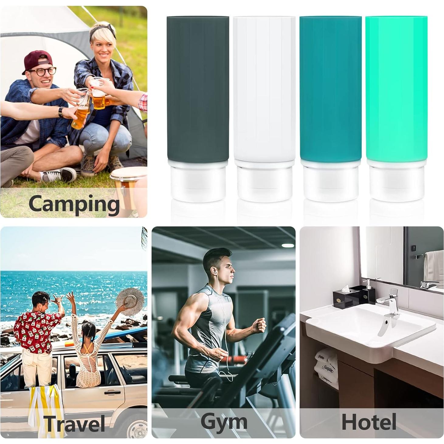 Botellas de Viaje Yolaist 4 Piezas 100ml Silicona A Prueba de Fugas