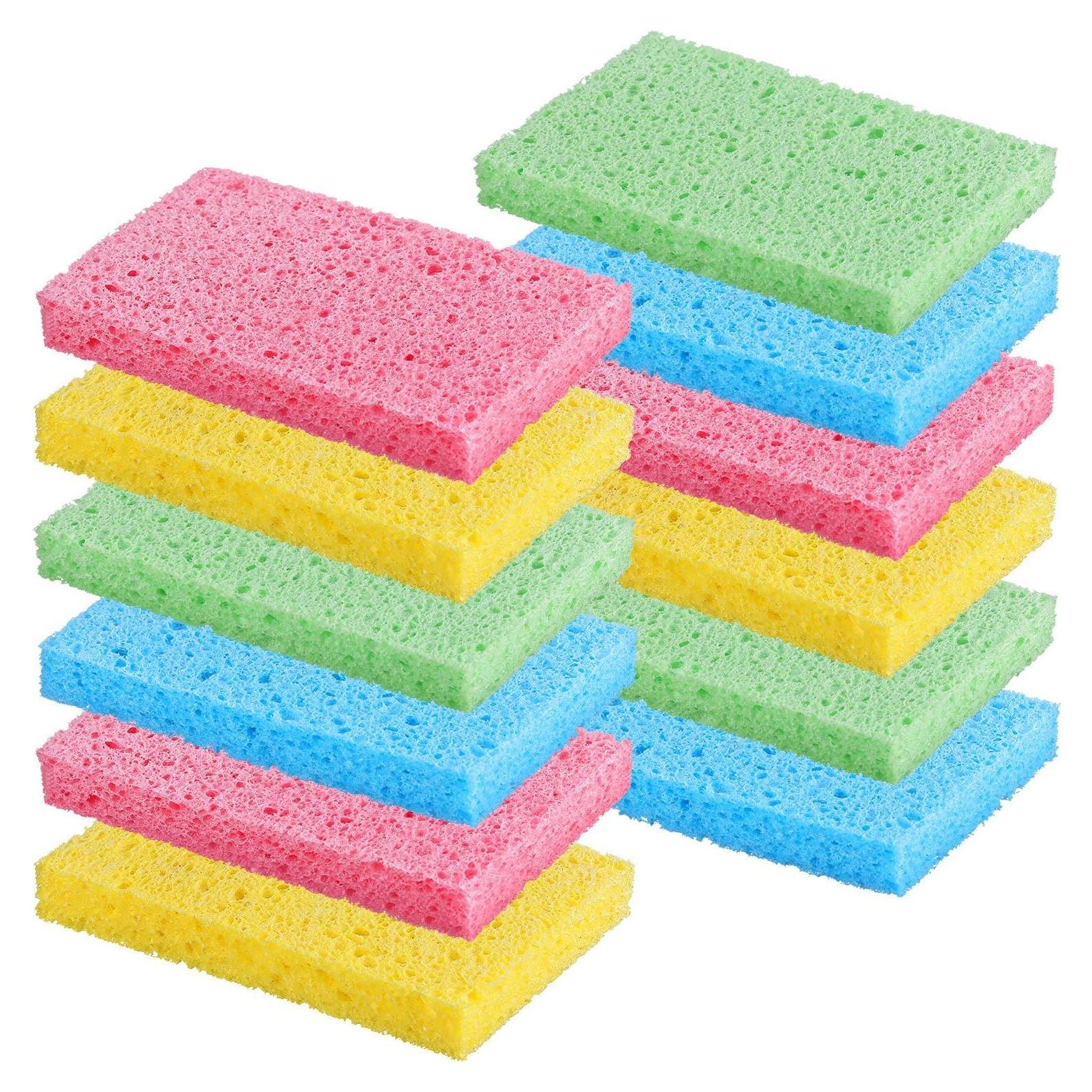 Esponjas de Cocina Chuangdi 12 Pcs Pulpa de Madera 12x7.6 cm