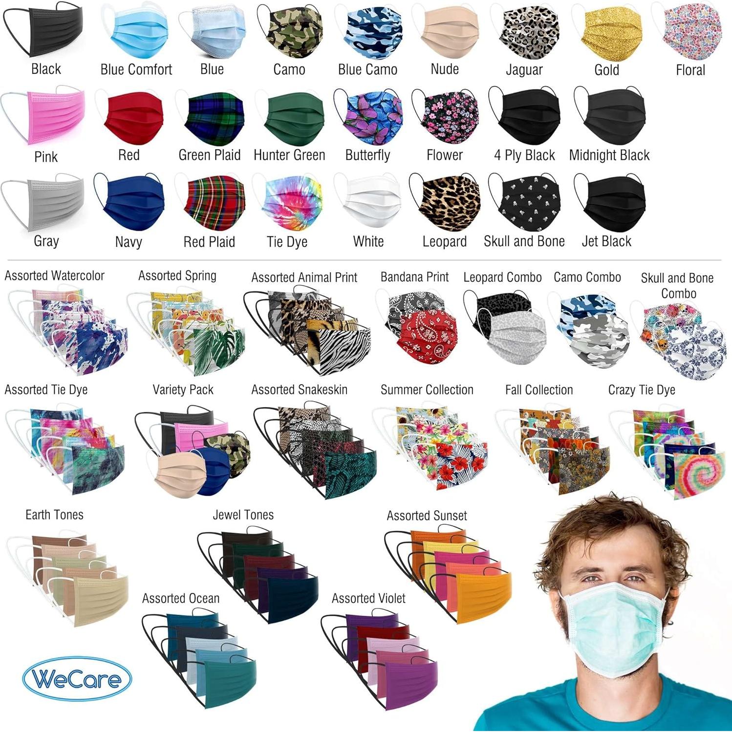 Máscaras Faciales Desechables WeCare - 50 Unidades Colores