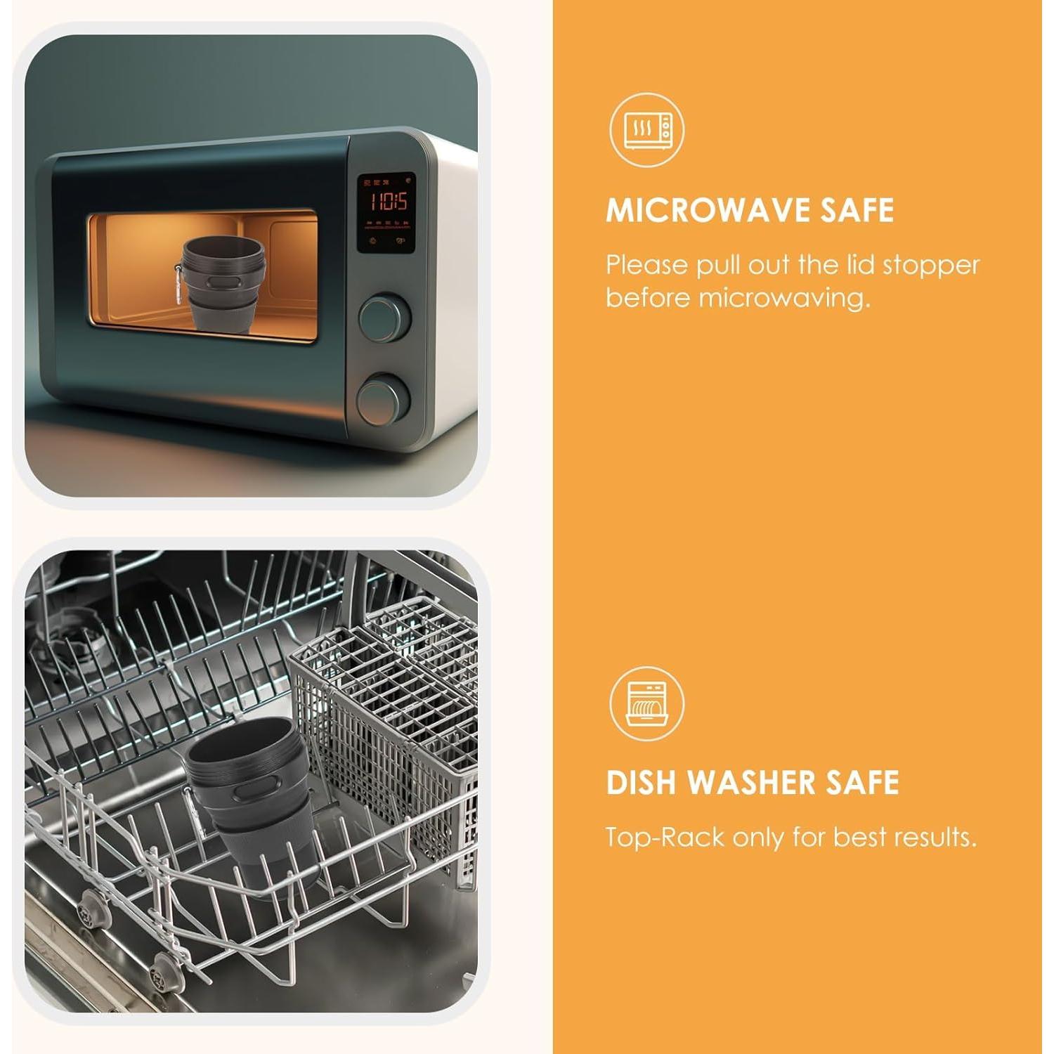 Taza Plegable QJJIPP Negra 450ml Silicona Reutilizable