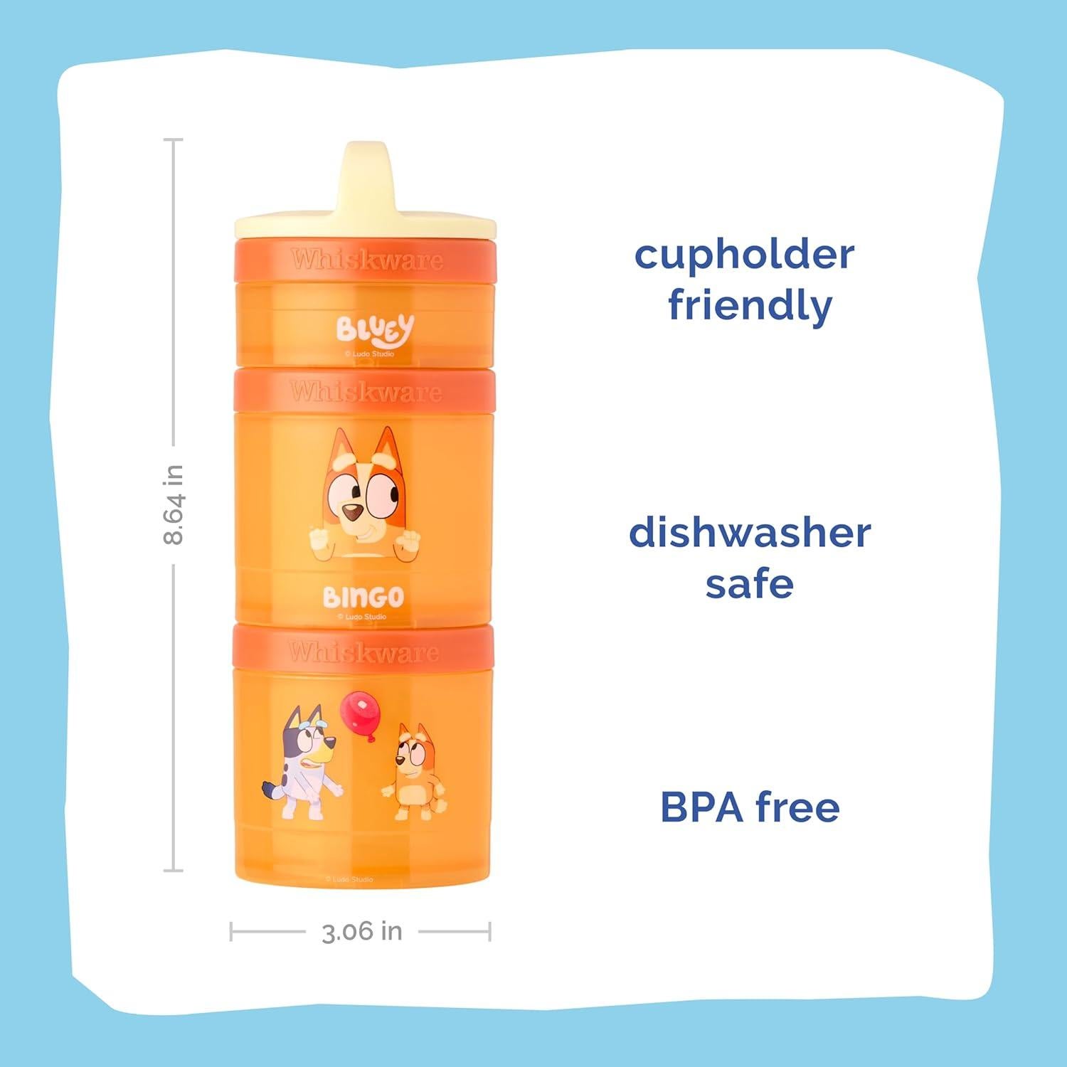 Contenedores apilables Whiskware Bluey y Bingo - 3 Tazas