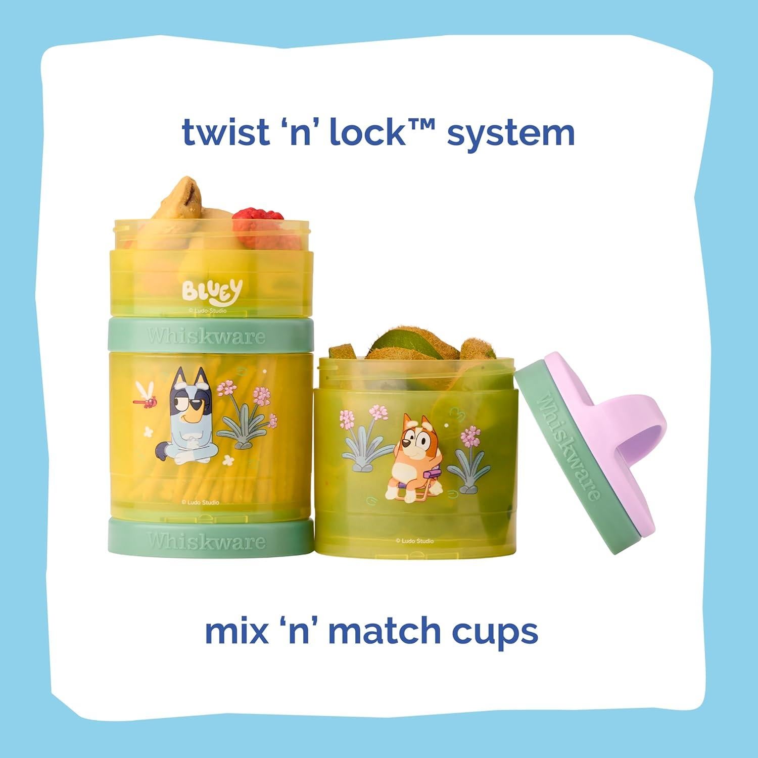 Contenedores apilables Whiskware Bluey y Bingo - 3 Tazas
