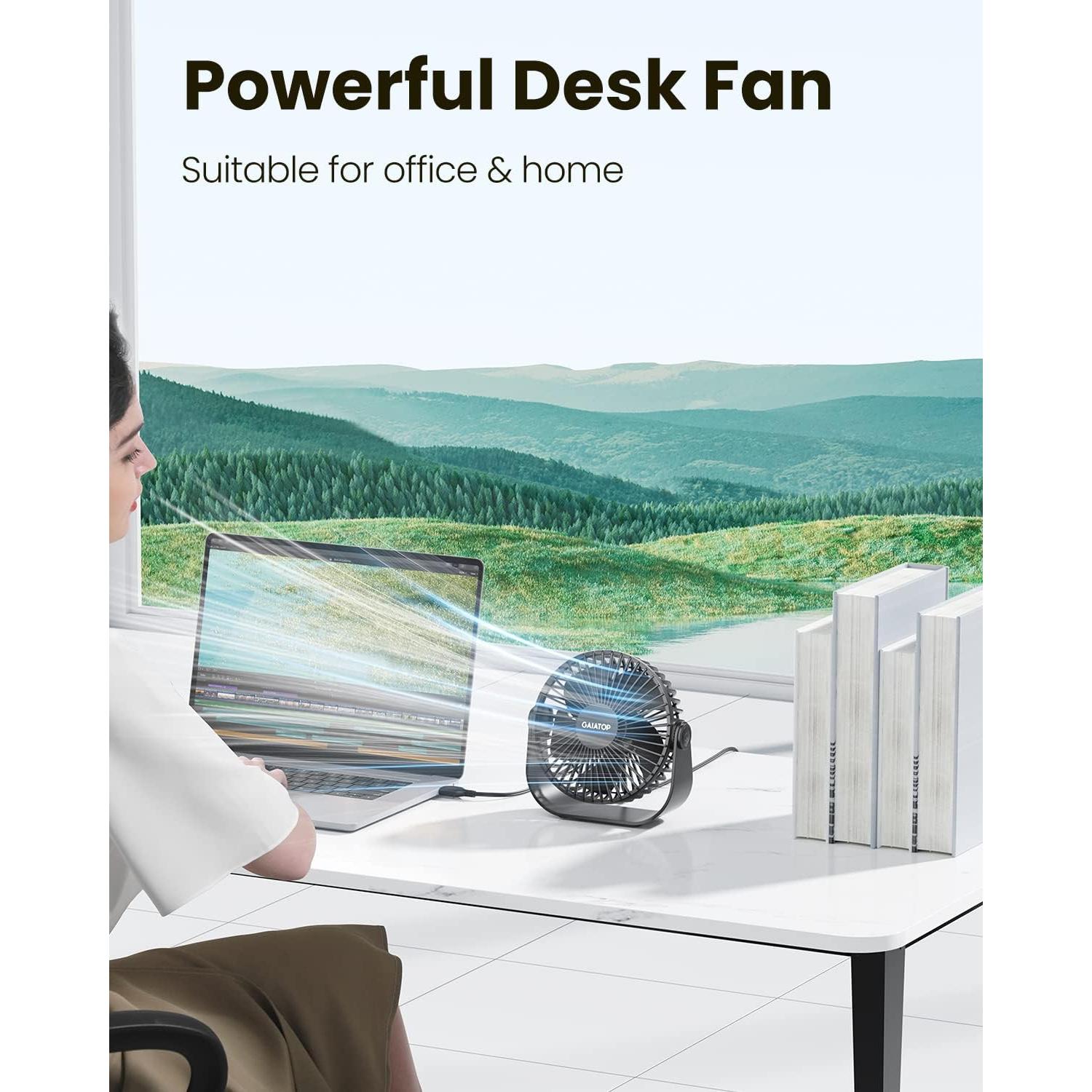 Ventilador de Escritorio Gaiatop TF55B USB 3 Velocidades 14 cm