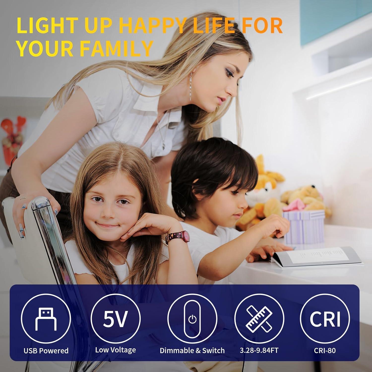 Tira de luz LED COB 1m TUNICHX 320 LEDs USB 3000K Dimmable