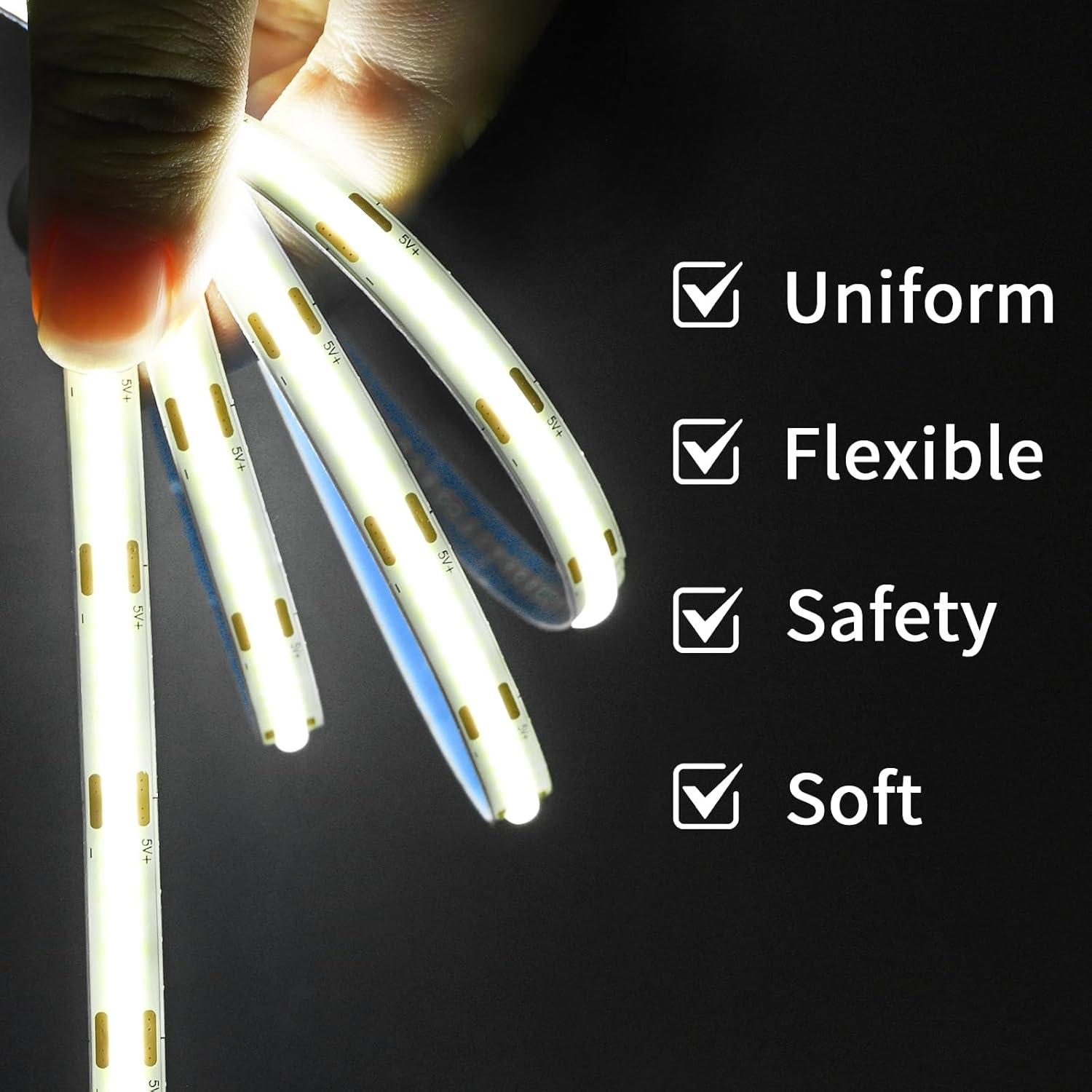 Tira de luz LED COB 1m TUNICHX 320 LEDs USB 3000K Dimmable