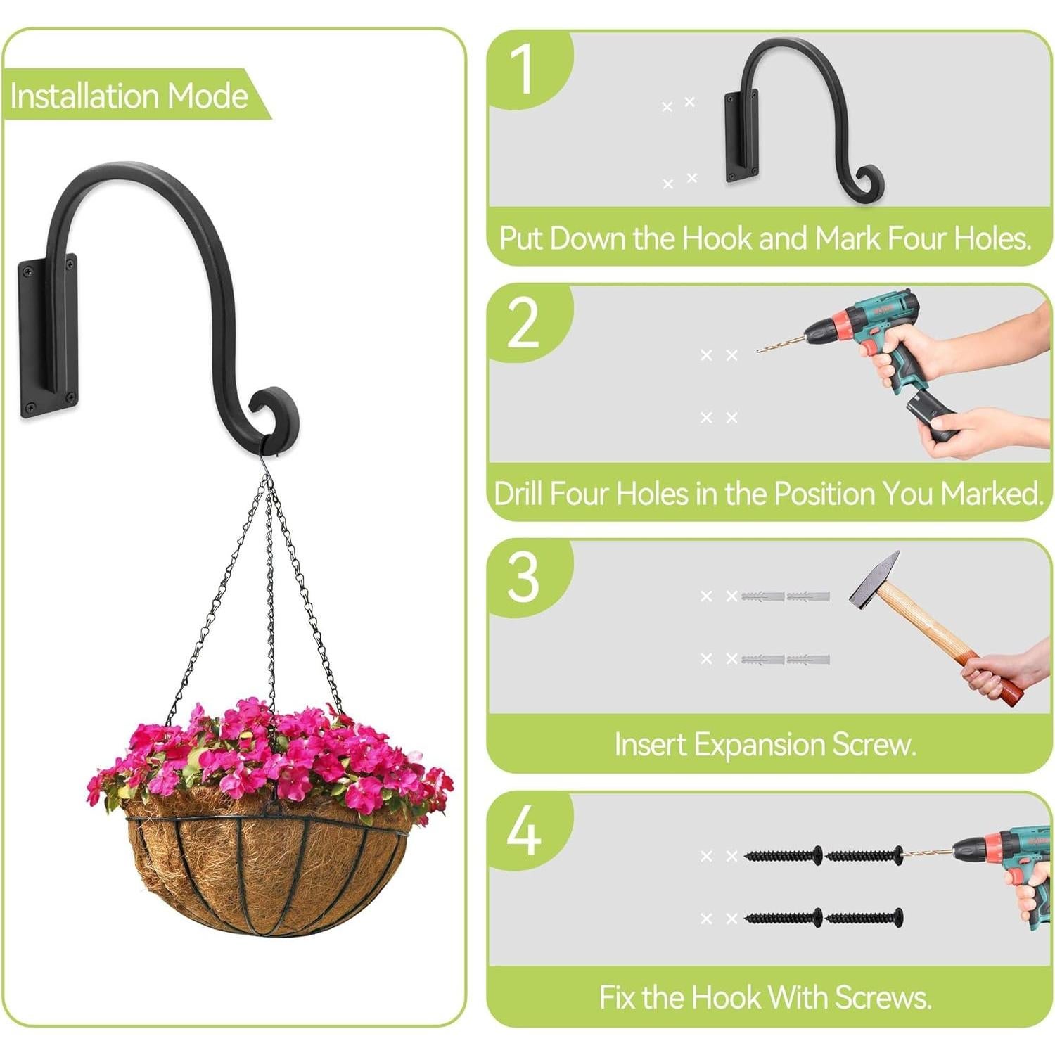 Soporte Colgante para Plantas Lifyzoon 20.32cm Negro 2Pcs